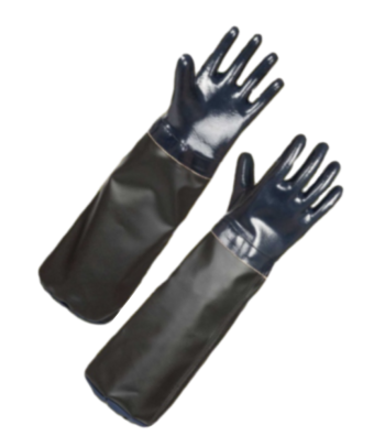 Перчатки ТУРБО с полным нитриловым покрытием, с нарукавником, армированным ПВХ (длина 570 мм) Миасс