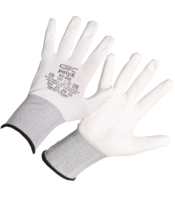 Перчатки трикотажные ПОЛИКС с частичным полиуретановым покрытием (1/2) белые Улан-Удэ