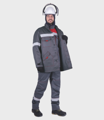 Комплект летний термостойкий мужской от термических рисков электрической дуги модель «ЭлектроСтоп ТЕРМО», тип В/хн КЛ-2 (куртка, брюки, куртка-накидка) Благовещенск