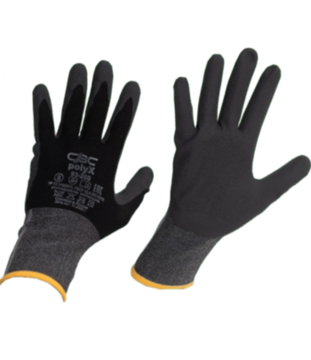 Перчатки трикотажные ПОЛИКС с частичным полиуретановым покрытием (1/2) черные Нижневартовск