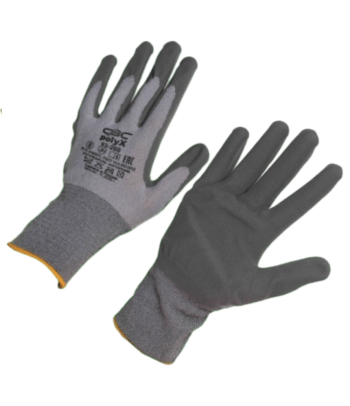 Перчатки трикотажные ПОЛИКС с частичным полиуретановым покрытием (1/2) серые Калуга