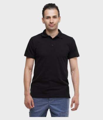 Рубашка ПОЛО (короткий рукав), черная Кострома