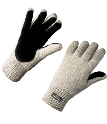 Перчатки шерстяные утепленные ИНЕЙ® со спилковыми накладками Владивосток