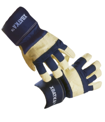 Перчатки ХВАТКА® комбинированные, утепленные кожаные. Калуга