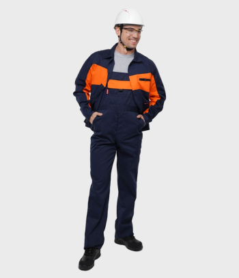 Костюм РИТМ®, темно-синий с оранжевым, куртка с полукомбинезоном Липецк