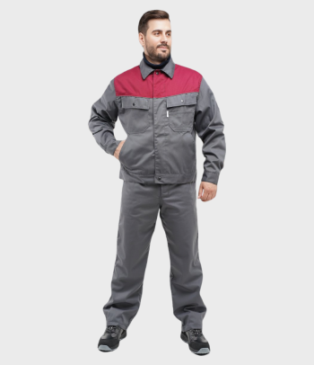 Костюм АККОРД серо-бордовый, куртка с брюками Новосибирск